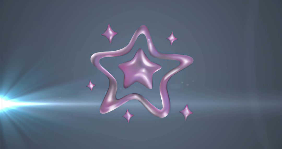 Glowing Metallic Star with Celestial Sparkles