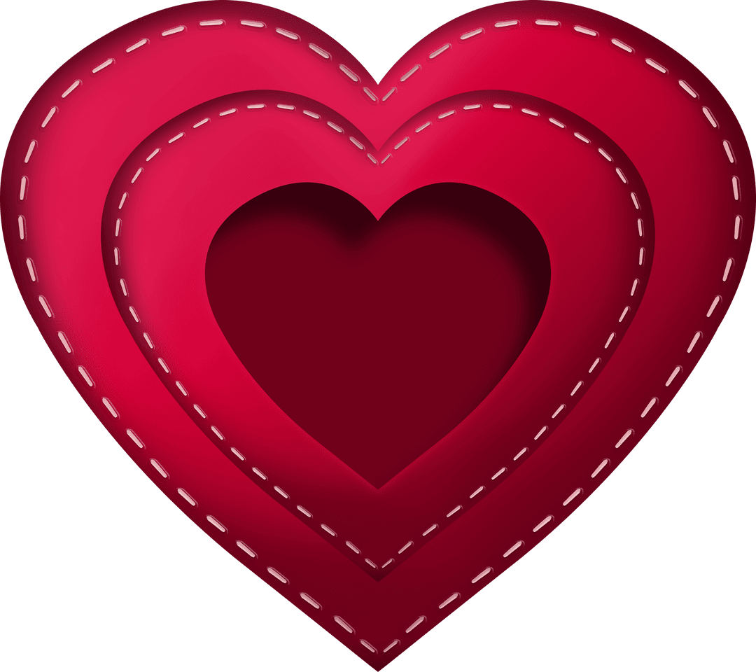Red Layered Heart Illustration with Transparent Background