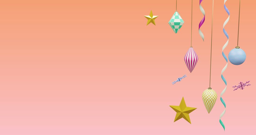 Colorful Holiday Decorations on Pink Background