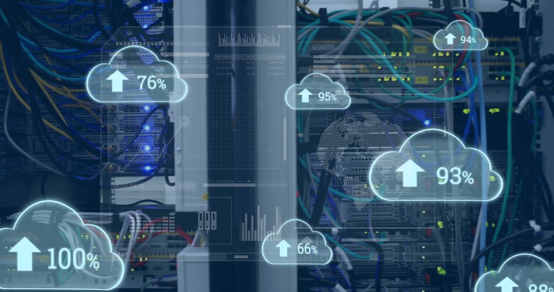 Futuristic Cloud Data Visualization in Tech Server Room
