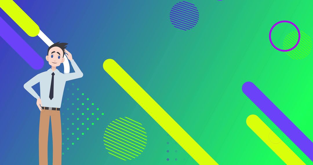 Man Icon on Vibrant Geometric Green Background