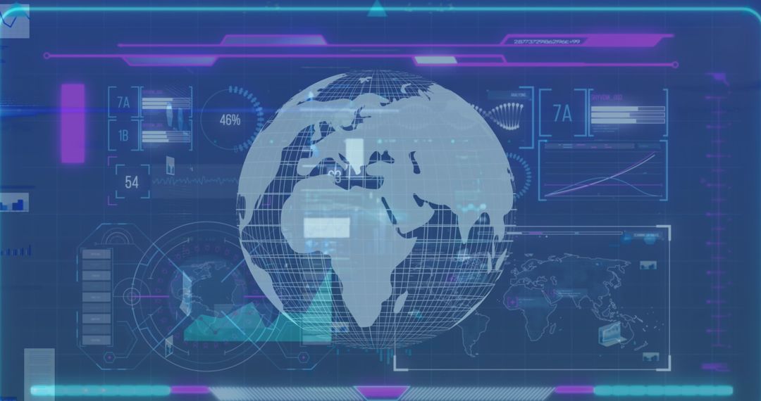 Infographic Data with Digital Globe on Interface Display