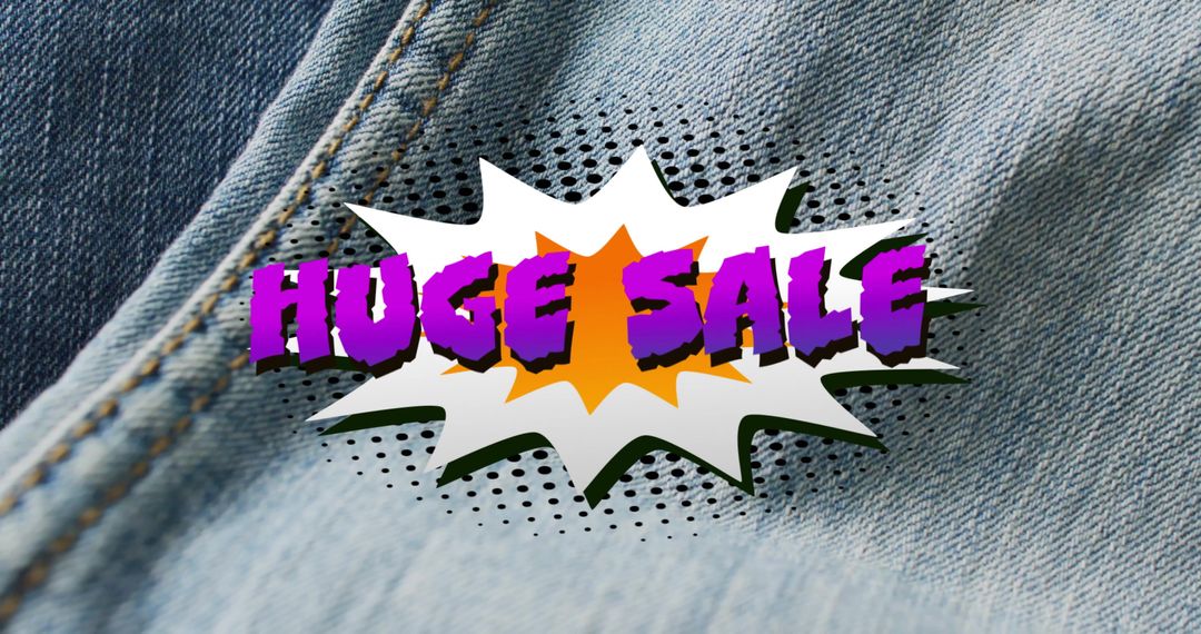 Retro 'Huge Sale' Text on Denim Textile Background