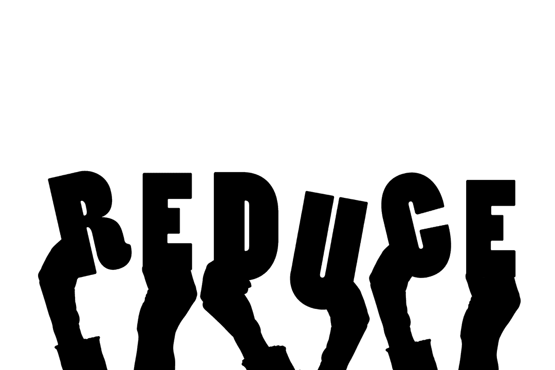 Hands Holding Reduce Text on Transparent Background