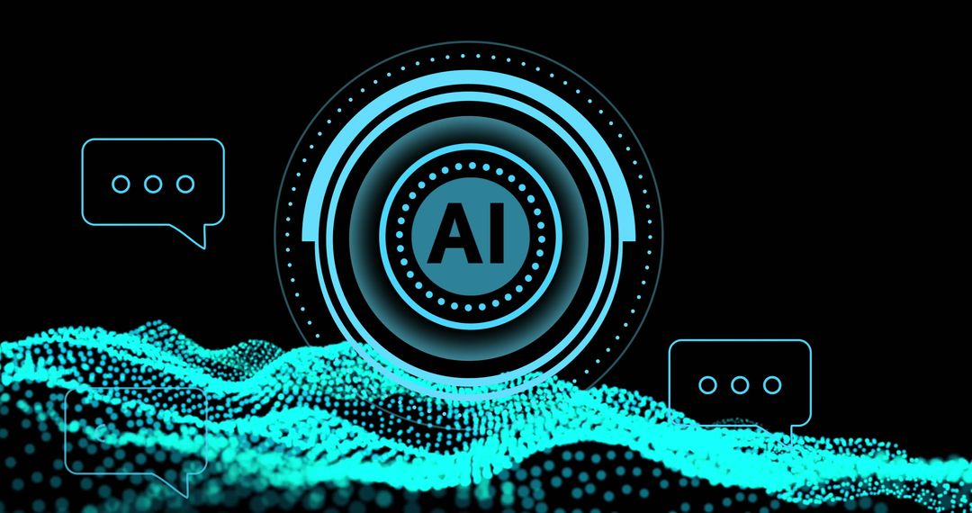 AI Data Processing and Digital Interface with Chat Bubbles