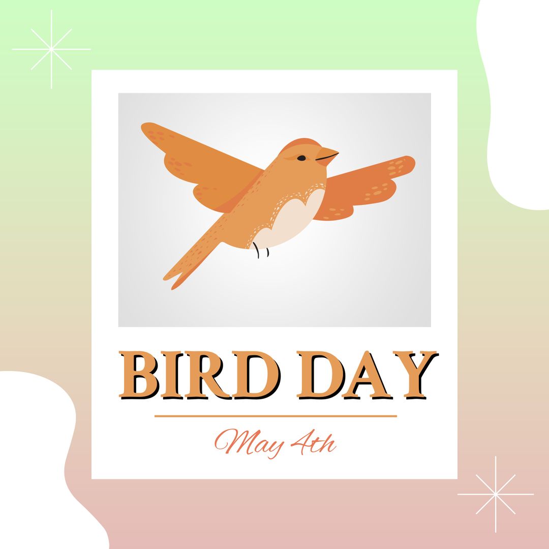 Cute Bird Flying Over Pastel Background Celebrating Bird Day