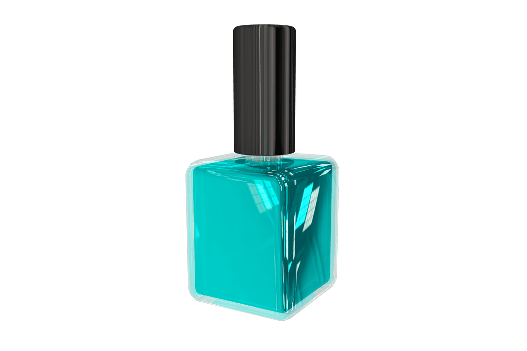 Transparent Glossy Nail Polish Bottle on Clear Background