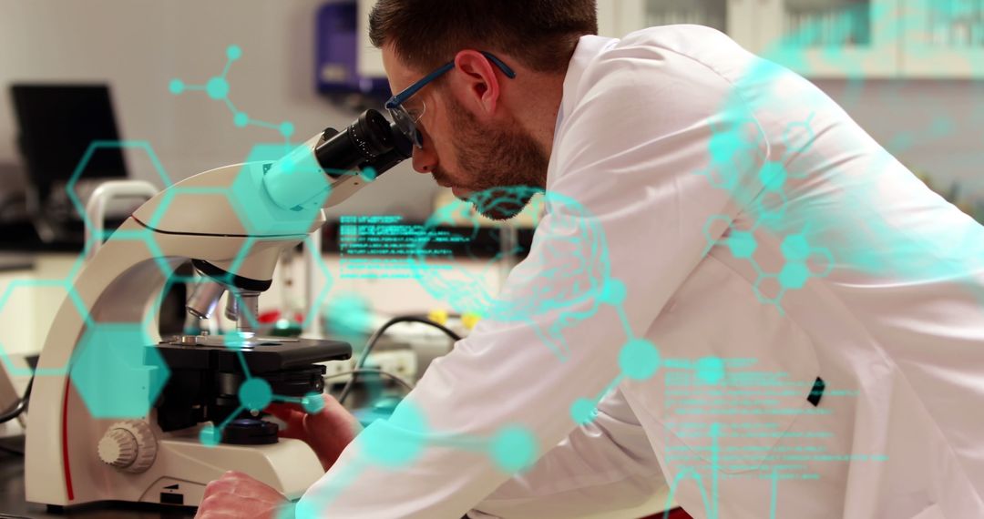 scientist analyzing genetic data with advanced microscope interface - Free Images, Stock Photos and Pictures on Pikwizard.com
