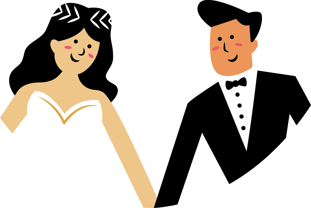 Elegant Bride and Groom Celebrating Love on Transparent Background