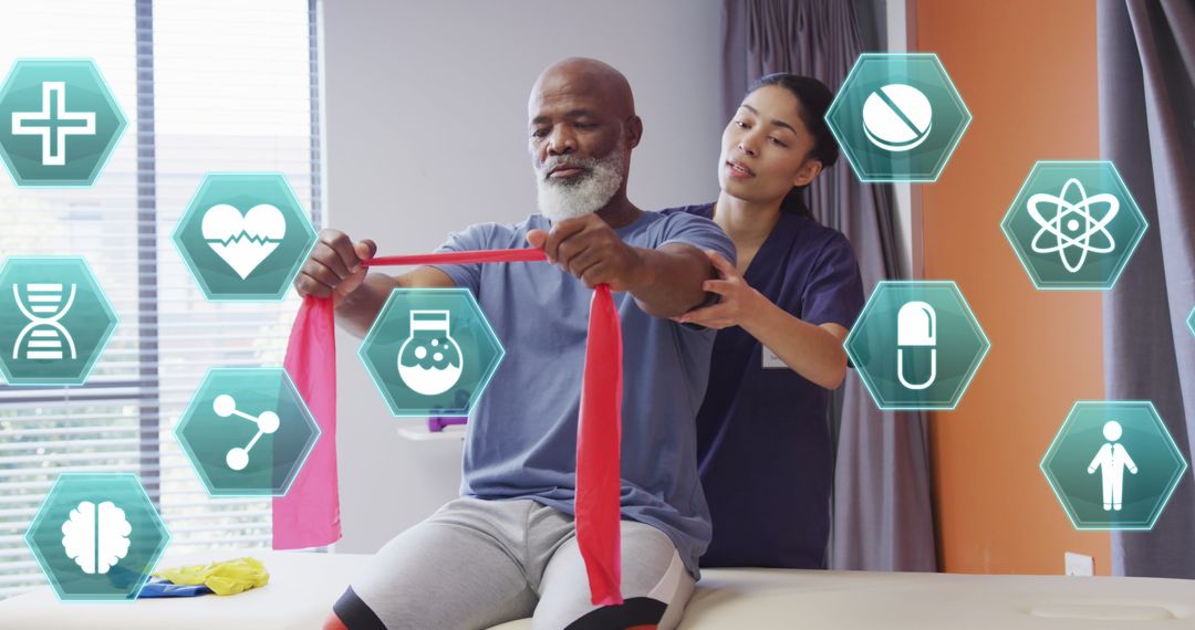 Physiotherapist Helping Patient with Shoulder Exercise