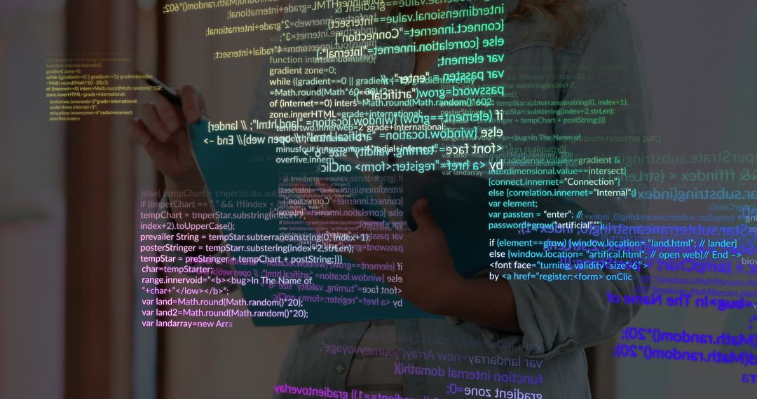 Programmer Writing Code on Transparent Board in Modern Office