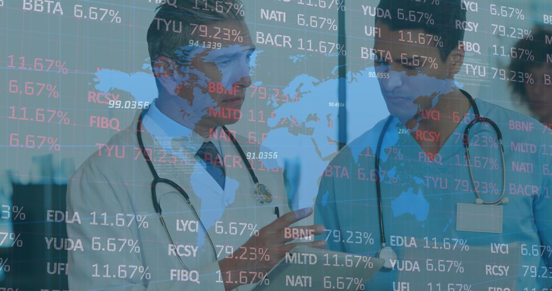 Global Healthcare Professionals Analyzing Data with Digital Technology