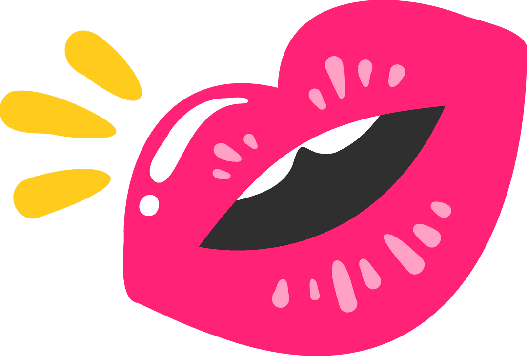 Vibrant Pop Art Lips Illustration on Transparent Background