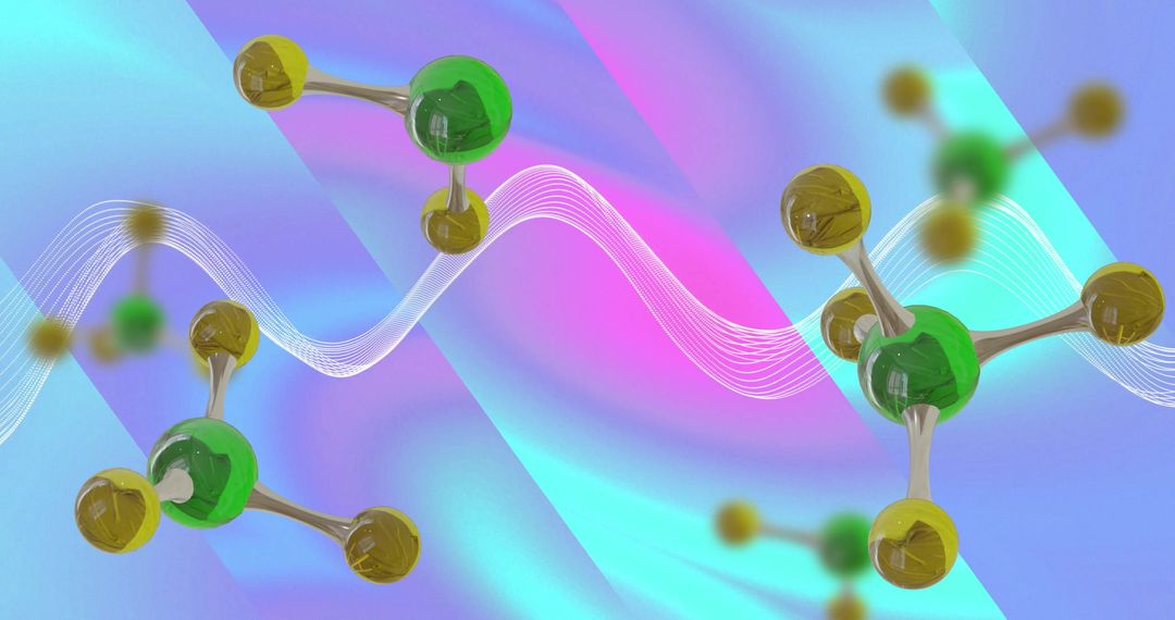 Abstract Molecular Structure With Colorful Wavy Background