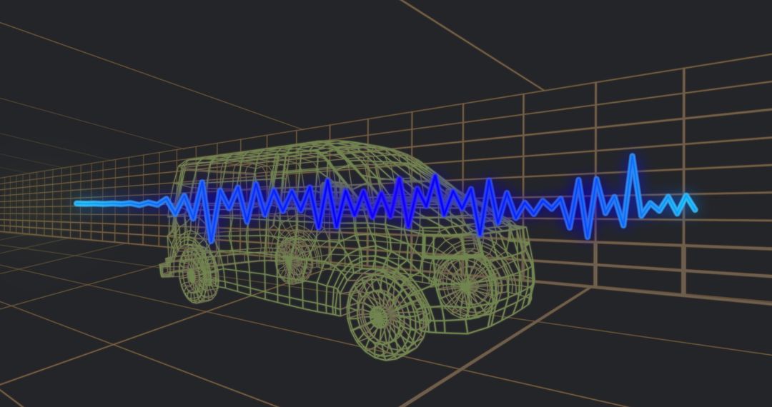 Digital Van Animation with Abstract Soundwave - Free Images, Stock Photos and Pictures on Pikwizard.com