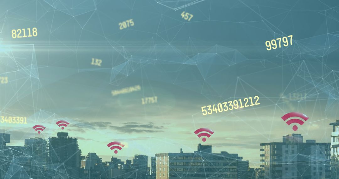 Smart City Connectivity Concept with WiFi Network Visualization