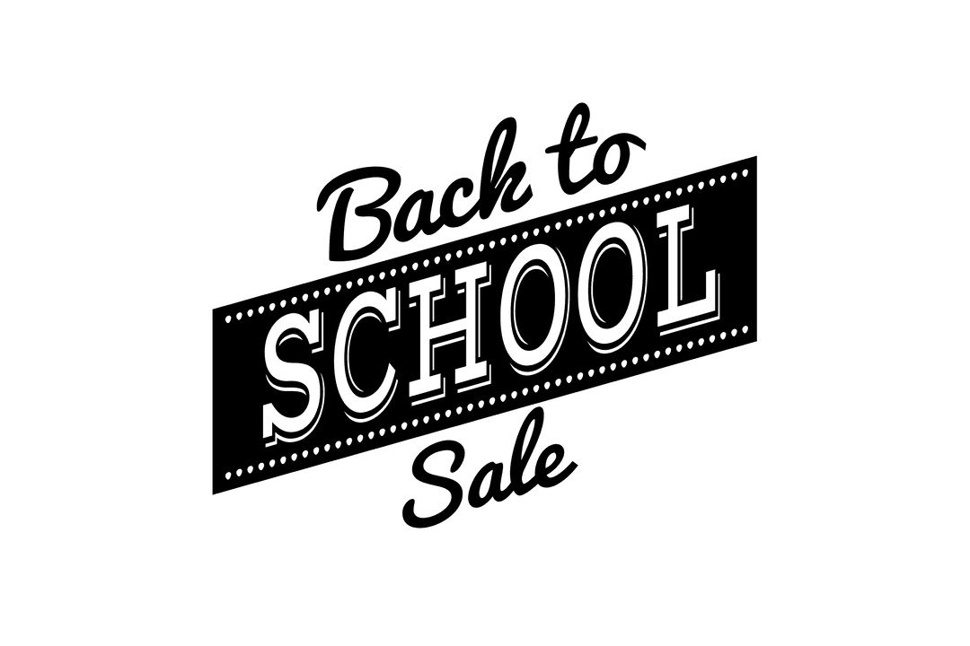 Back to School Sale Text Illustration on Transparent Background