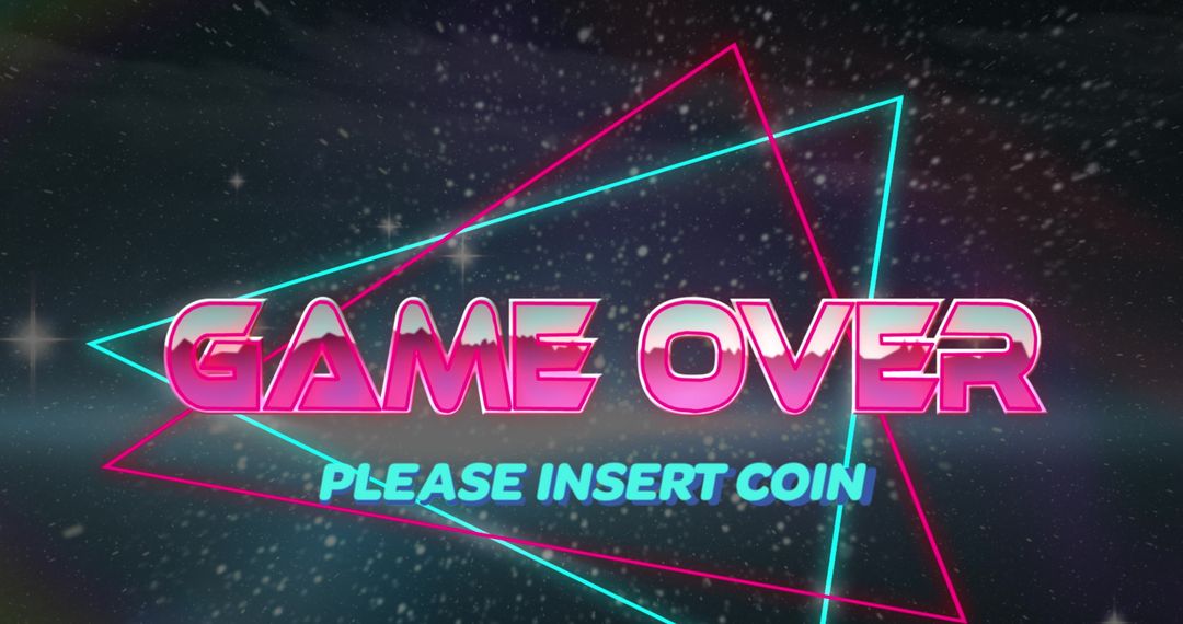 Retro Game Over Screen with Neon Graphics