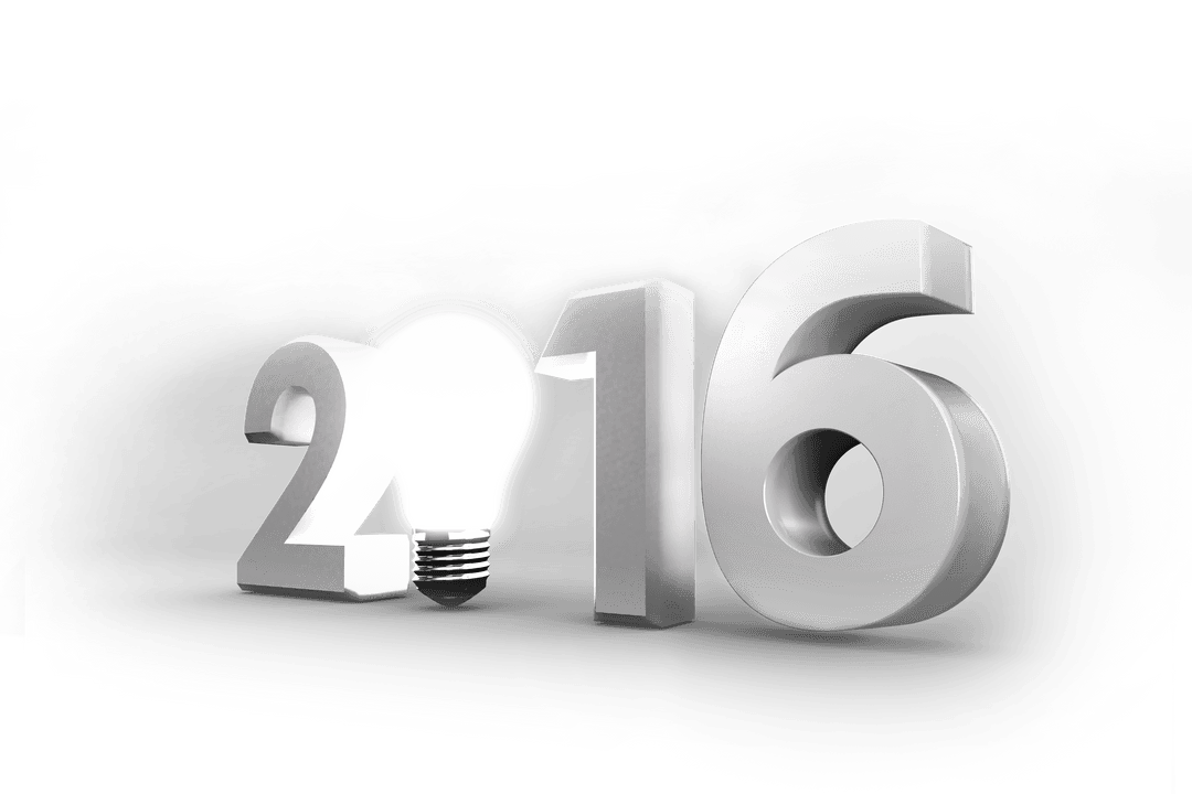 Transparent Digital 2016 Number with Lightbulb Illustration