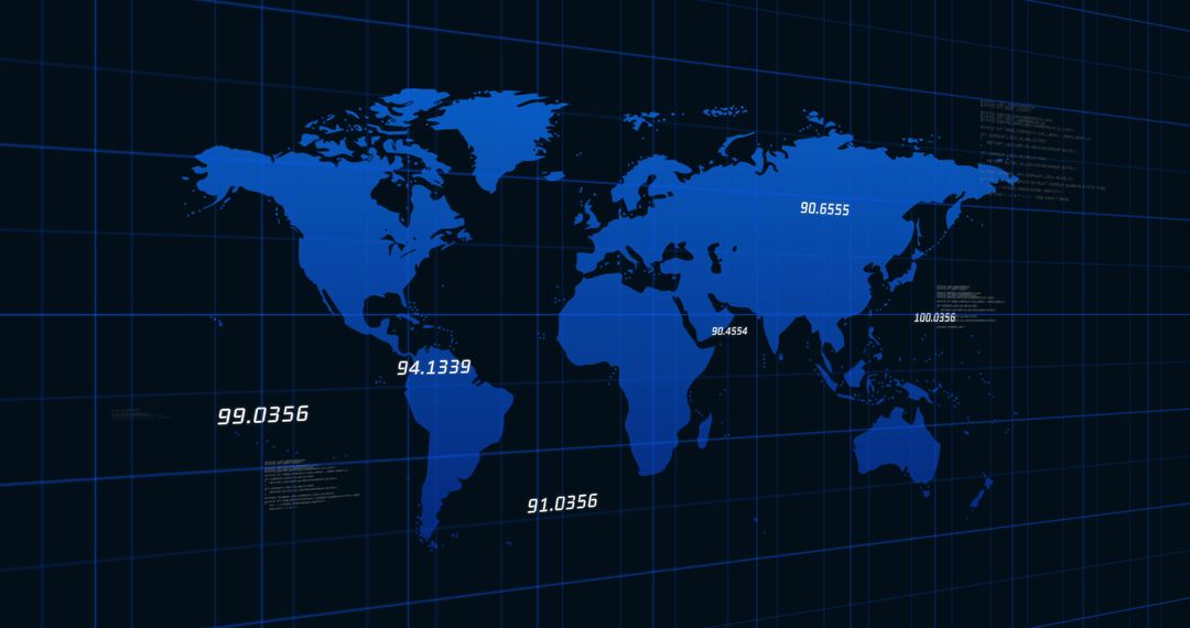 Digital Global World Map with Economic Stock Market Data