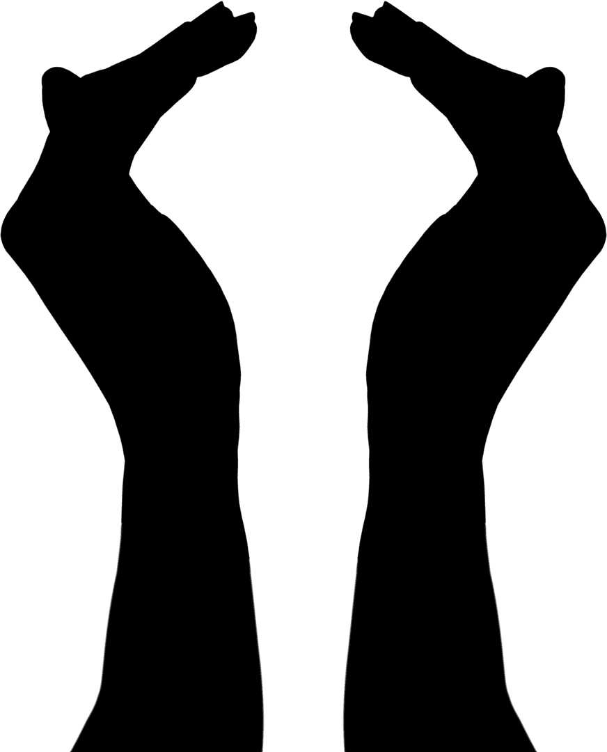 Silhouette of Diverse Hands on Transparent Background Vector