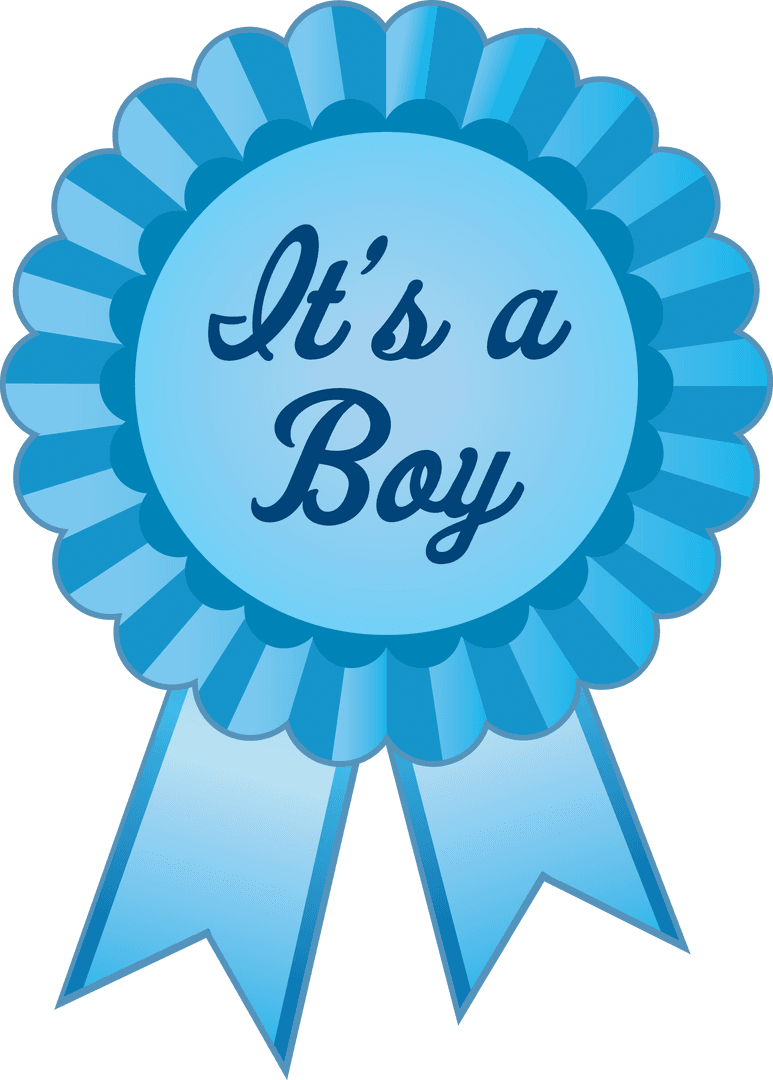 Blue Badge with It's a Boy Text on Transparent Background