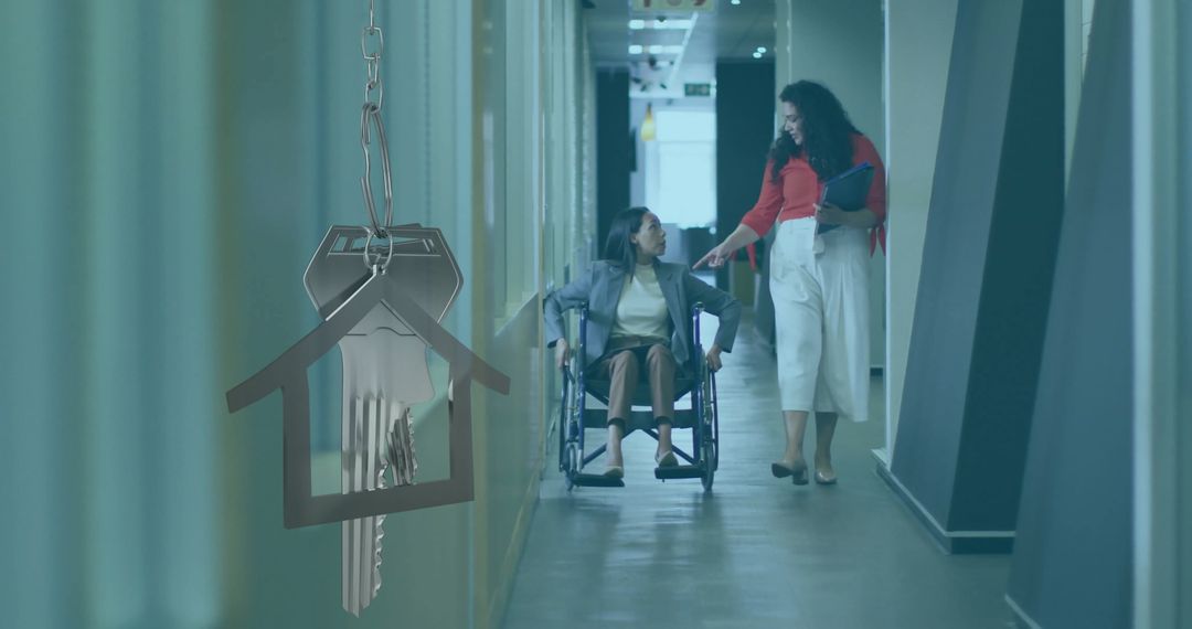 Colleagues Discussing Project Through Wheelchair Narrating Inclusive Office Enviroments