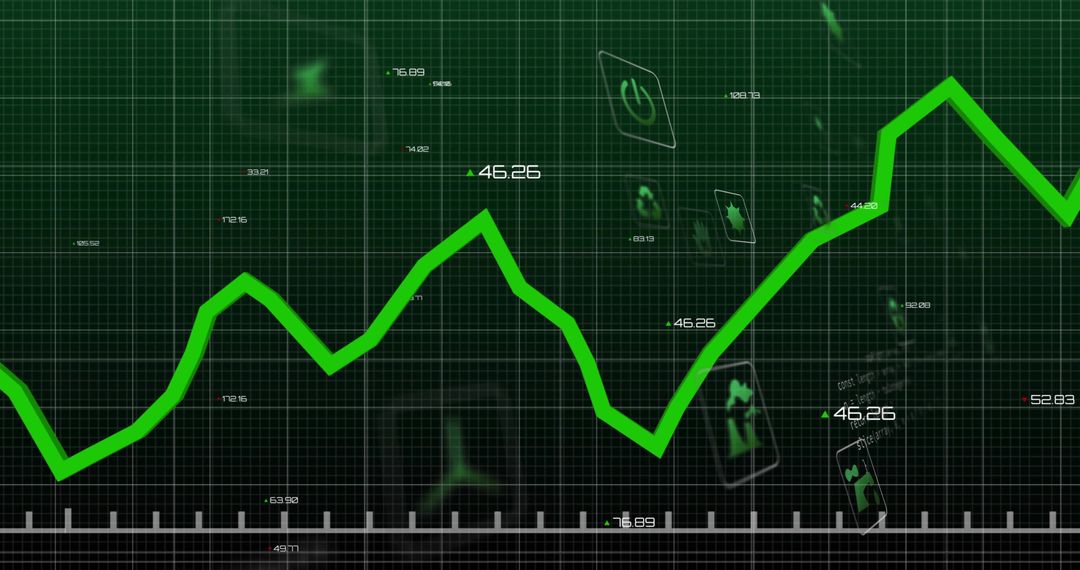 Green Data Line Sweeping Across Futuristic Dashboard Grid Showing Analytics Trend and Telemetry