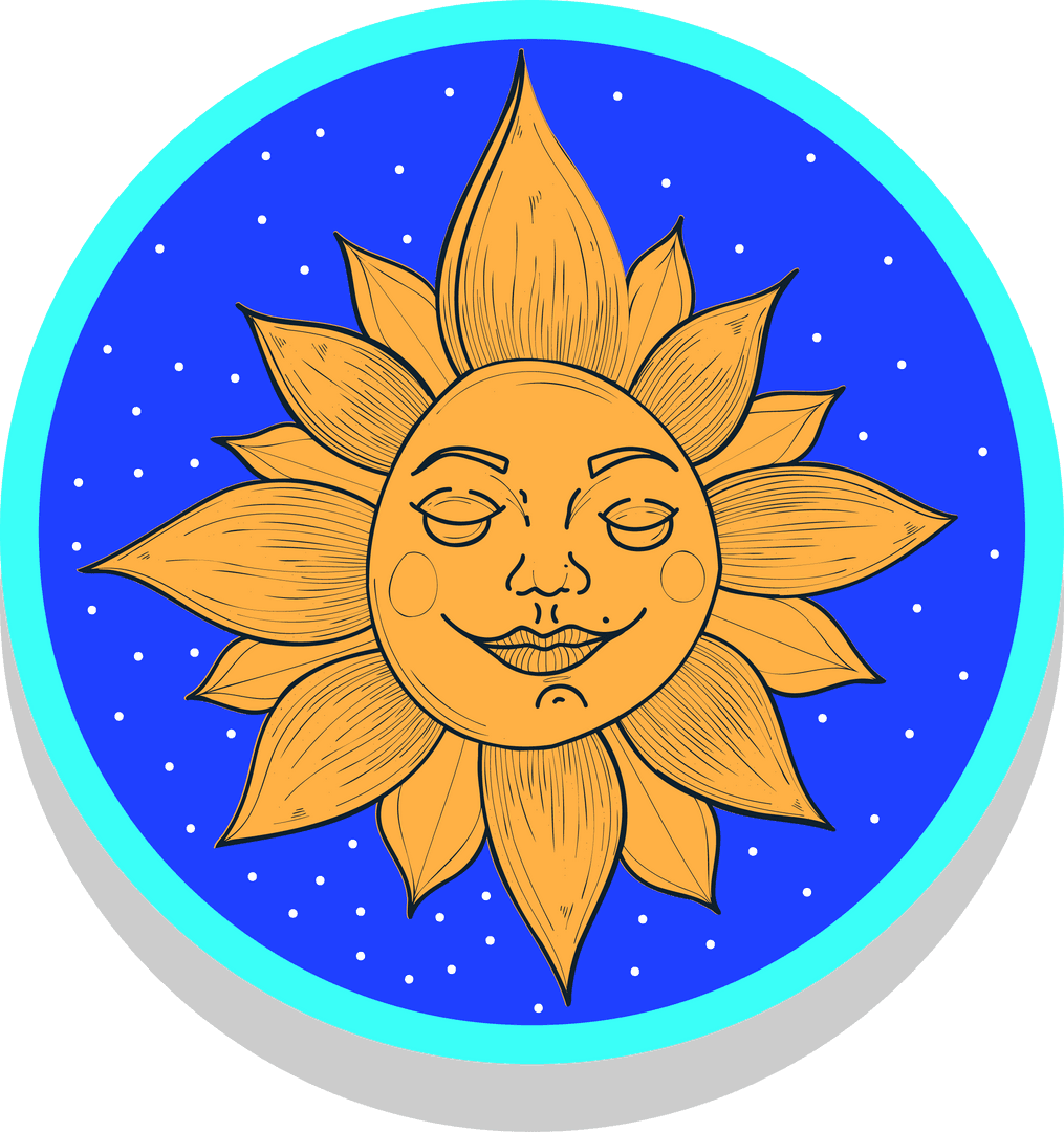 Transparent Sunface Art on Starry Transparent Background