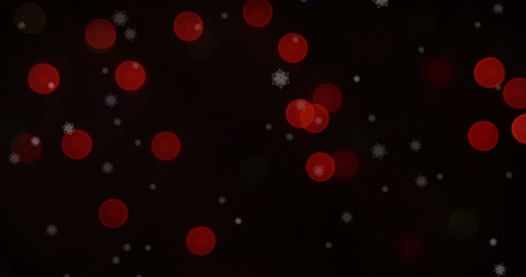 Festive Holiday Background with Red Bokeh and Snowflakes