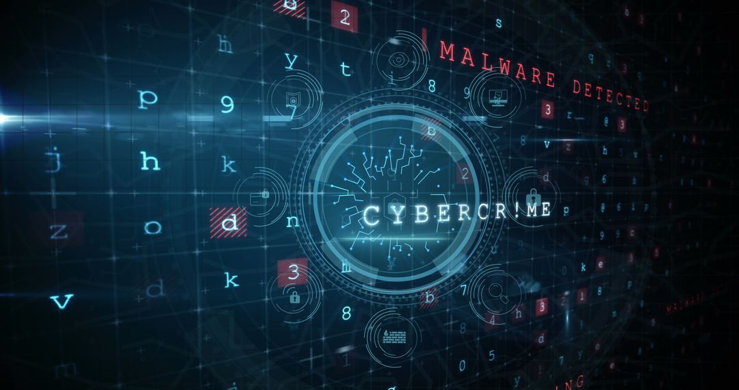 Futuristic Cybercrime Concept Digital Interface with Lock and Code