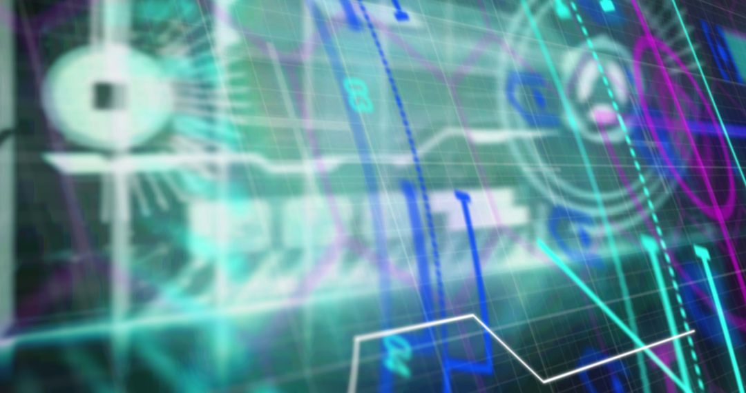 Futuristic Digital Interface with Neon Scanner Graphics