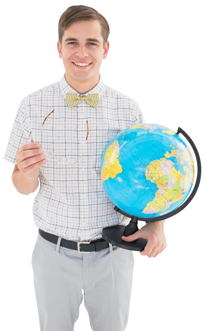 Transparent Geeky Hipster Smiling with Globe - Download Free Stock Images Pikwizard.com