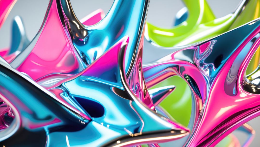 Colorful Metallic Abstract Spikes in Futuristic Digital Art