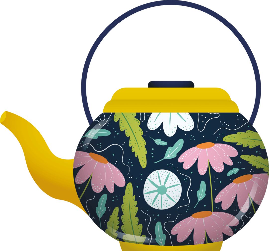 Transparent Teapot with Colorful Floral Design