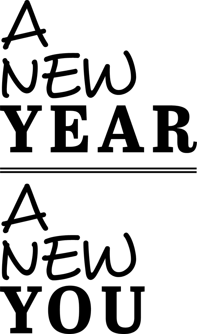 New Year New You Motivational Text on Transparent Background