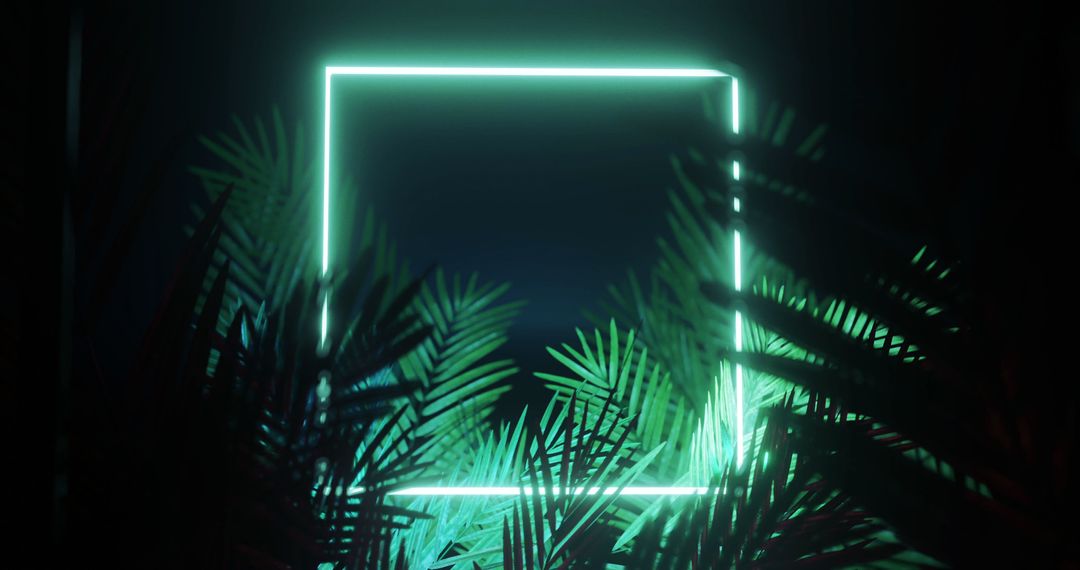 Neon Palm Leaves with Green Glow, Futuristic Pattern and Design - Free Images, Stock Photos and Pictures on Pikwizard.com