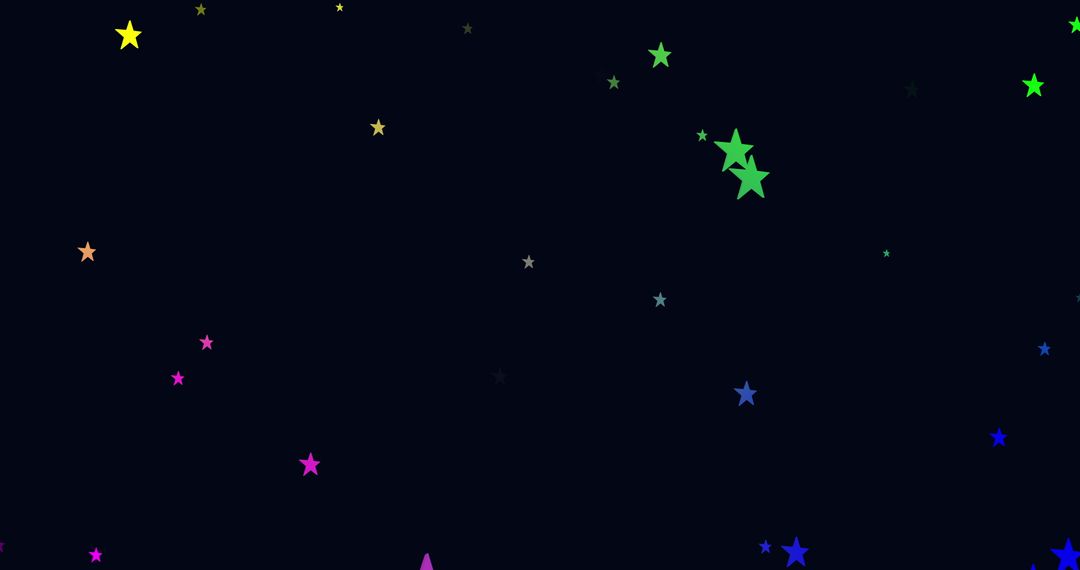 Colorful Stars on Black Background Creating Mystical Night Sky