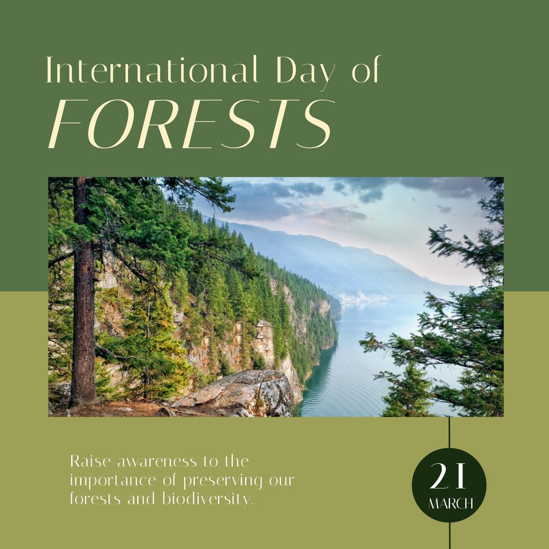 International Day of Forests Celebration with Lake and Forest Landscape - Download Free Stock Templates Pikwizard.com