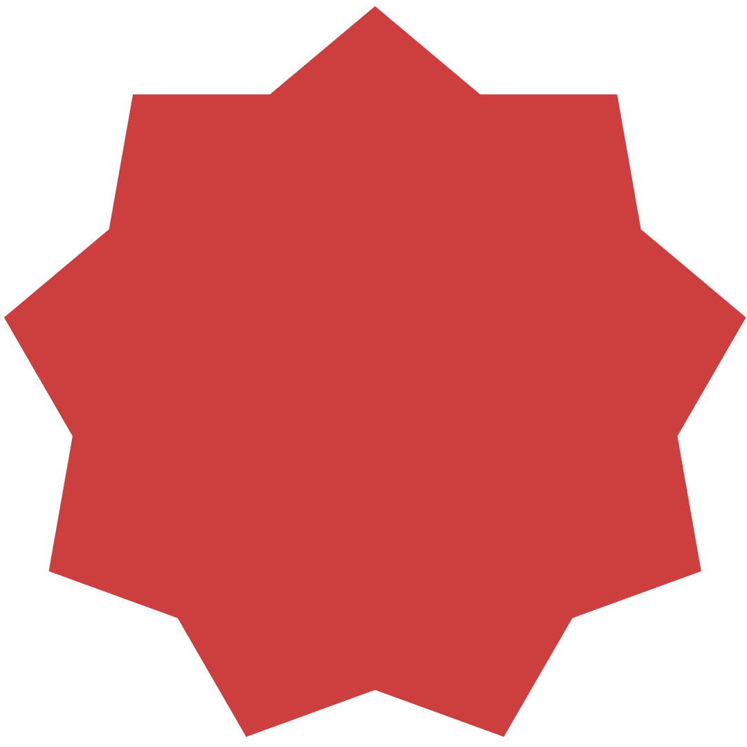 Red Geometric Star Shape on Transparent Background