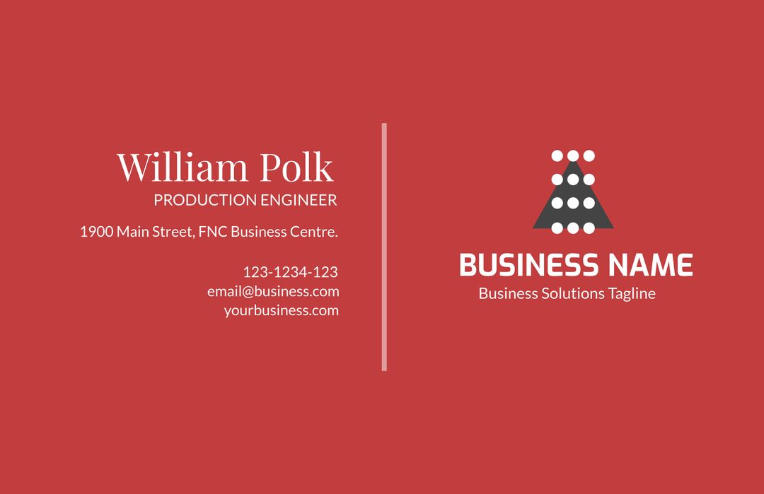 Red Business Card Template with Bold Professional Design