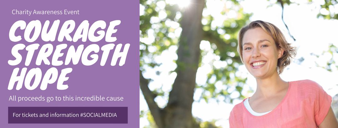 Inspiring Charity Event Banner with Radiant Volunteer