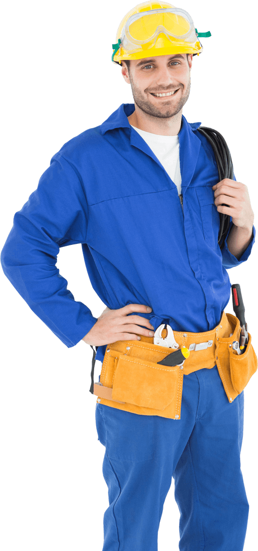 Transparent Portrait of Happy Construction Worker