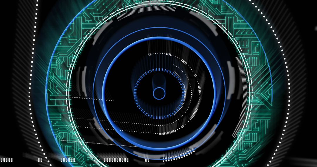 Futuristic Spinning Data Circles with Digital Elements
