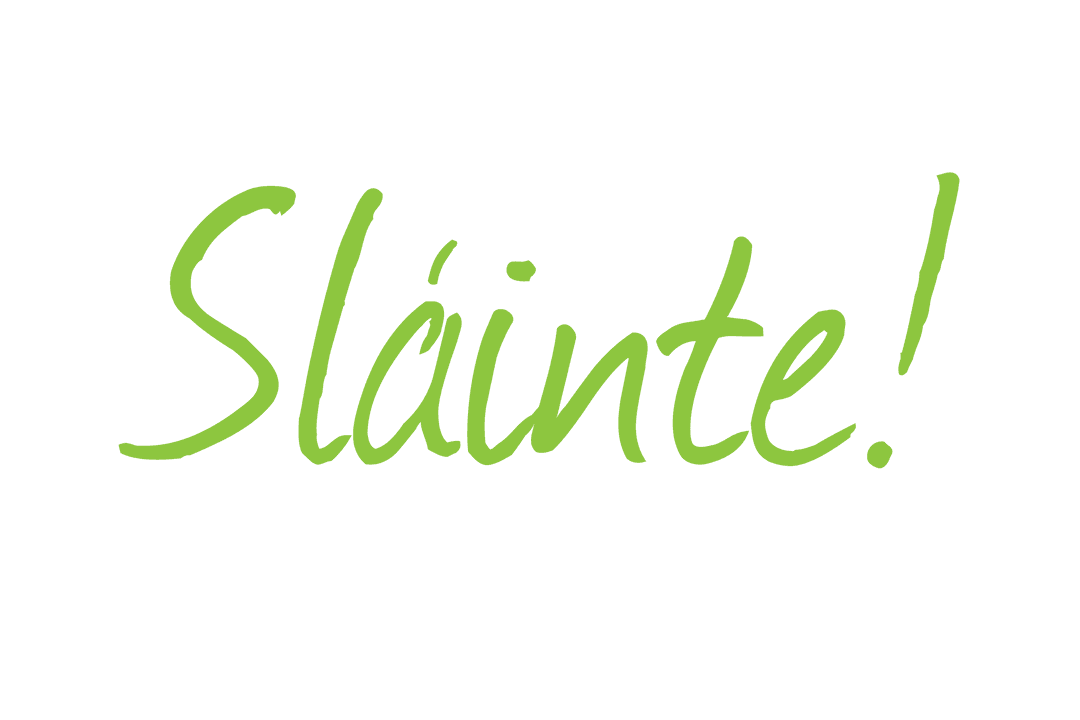 Sláinte Text in Green on Transparent Background