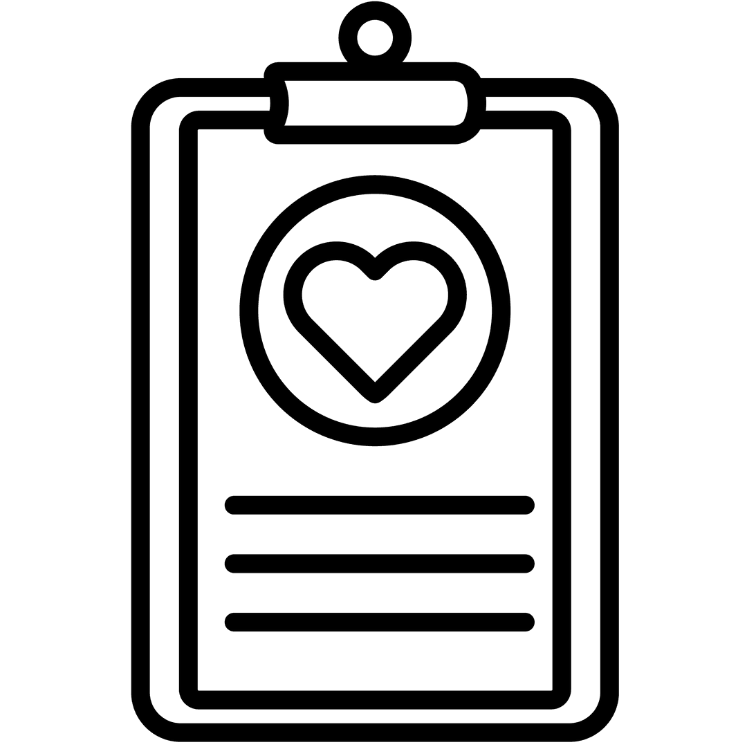 Clipboard with Heart Symbol on Transparent Background