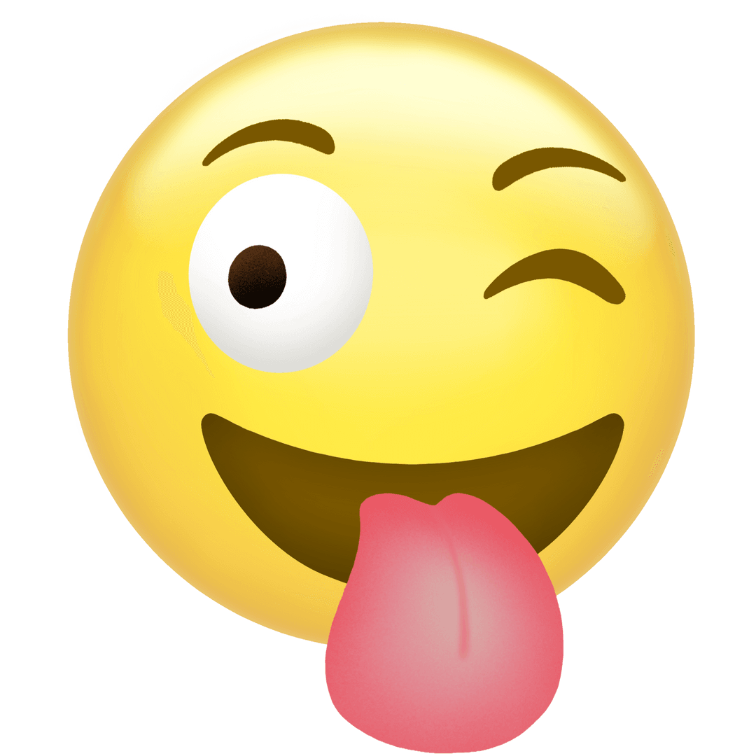 Playful Winking Emoji Sticking Tongue Out with Transparent Background