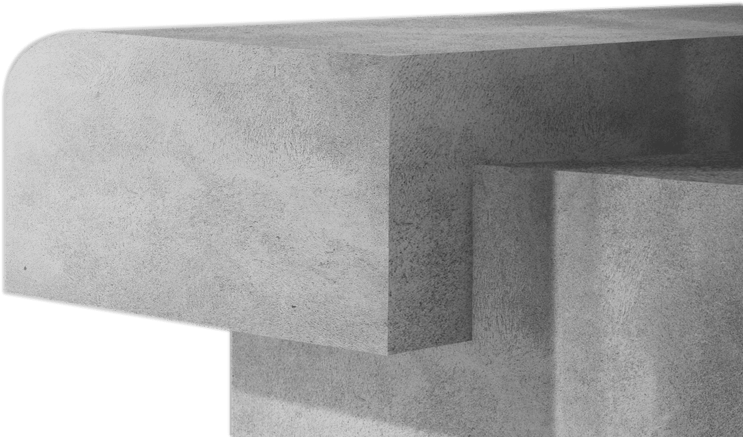 Close-Up of Smooth Concrete Corner Structure on Transparent Background