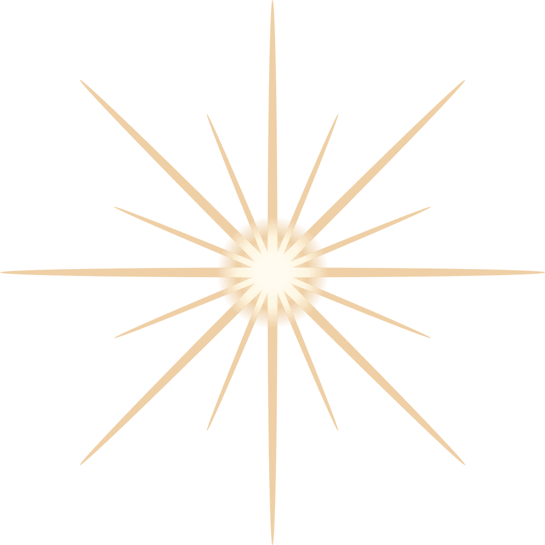 Golden Radiant Starburst on Transparent Background