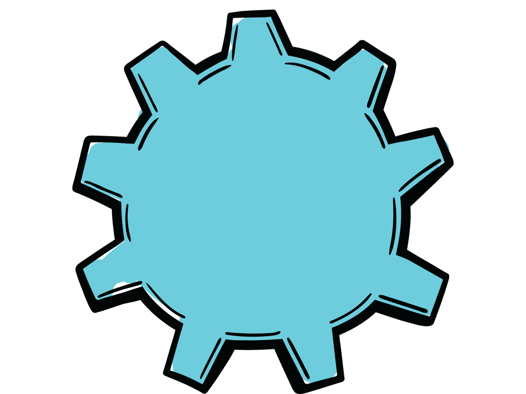 Transparent Blue Gear Icon for Connections and Cooperation